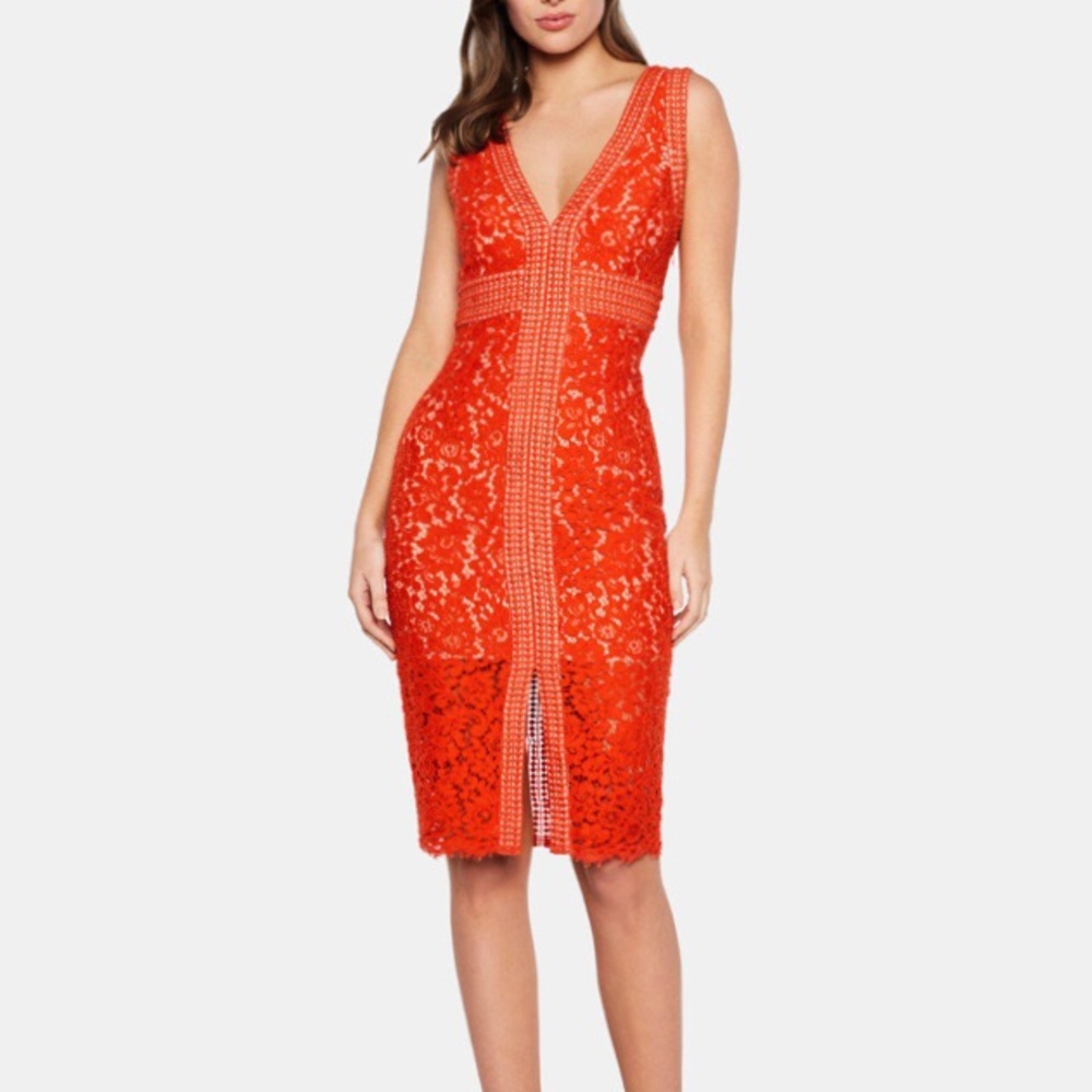 Flame orange lace dress